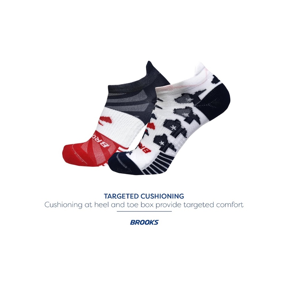 Brooks Men's Cushioned Ankle Socks - Red and Navy/ Texas- NWT